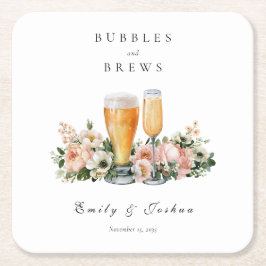 Bubblar och drycker par-baby shower underlägg papper kvadrat