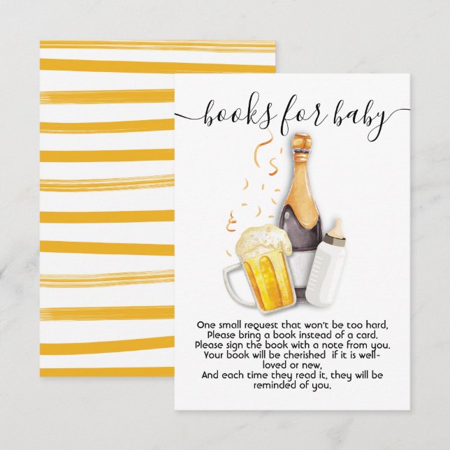 Bubblar och öl bokar för baby-kort inbjudningar (Fram/baksida)
