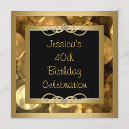 Bubblar svart guld för eleganten metallrampartyet inbjudningar