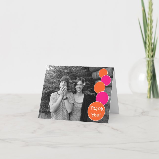 Bubblar tack Notecard (orange/shock rosa) Kort (Framsida)