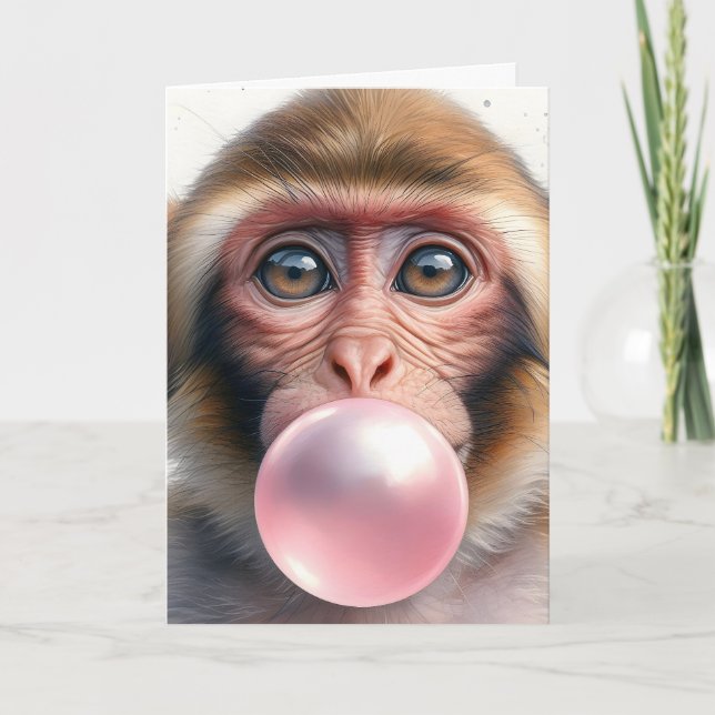 Bubblarna Bubble Gum Blank, för att blåsa upp apa Kort (Framsida)