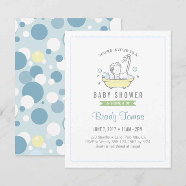 Bubble Bath Baby Shower-inbjudan Inbjudningar (Fram/baksida)