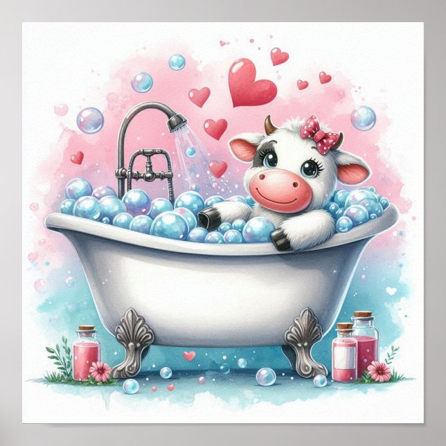 Bubble Bath Cow Poster (Framsidan)
