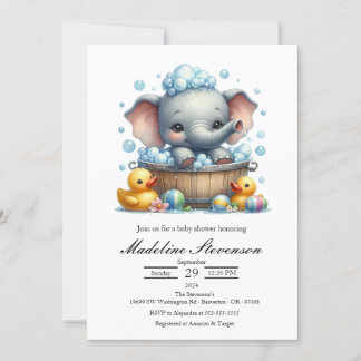 Bubble Bath Elephant Theter Baby Shower-inbjudan Inbjudningar