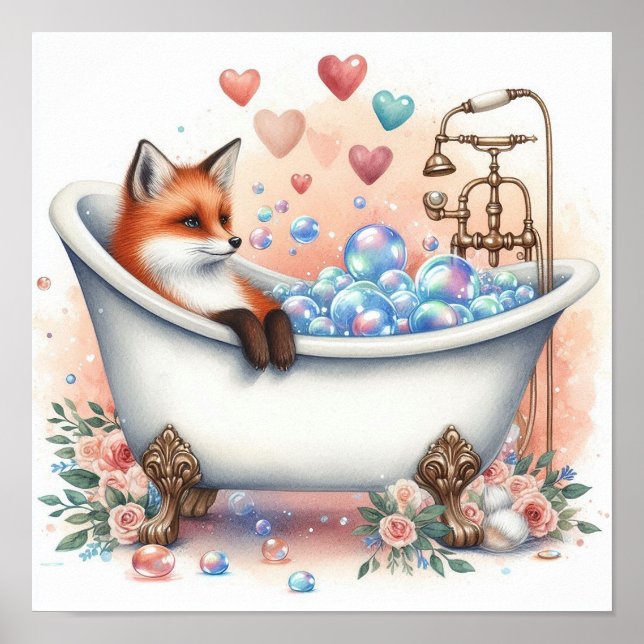 Bubble Bath Fox Poster (Framsidan)