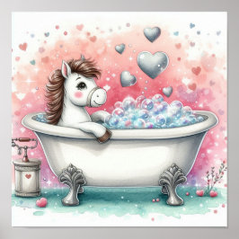 Bubble Bath Horse Poster