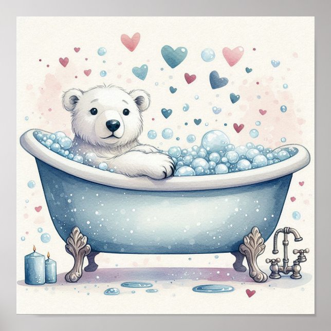 Bubble Bath Polar Bear Poster (Framsidan)