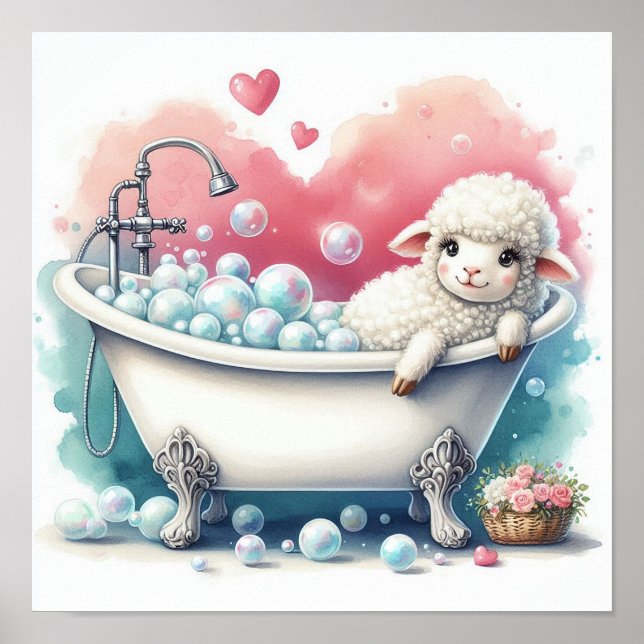 Bubble Bath Sheep Poster (Framsidan)