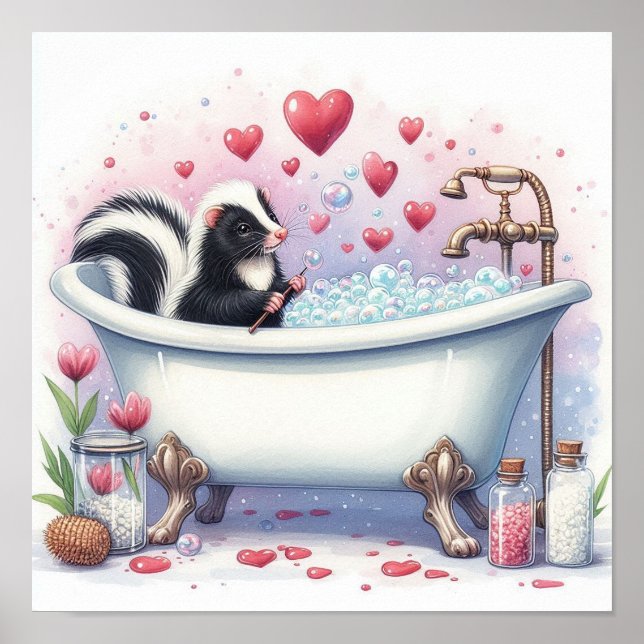 Bubble Bath Skunk Poster (Framsidan)
