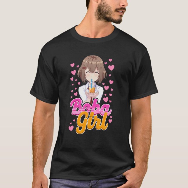 Bubble Boba Girl Tea Heart T Shirt (Framsida)