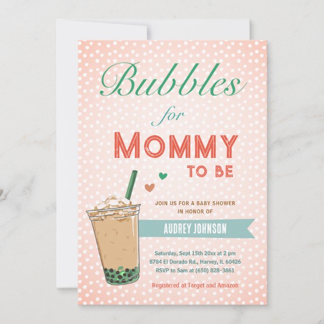 Bubble Boba Tea Baby Shower Kpop Cute Trendig Chic Inbjudningar (Framsida)