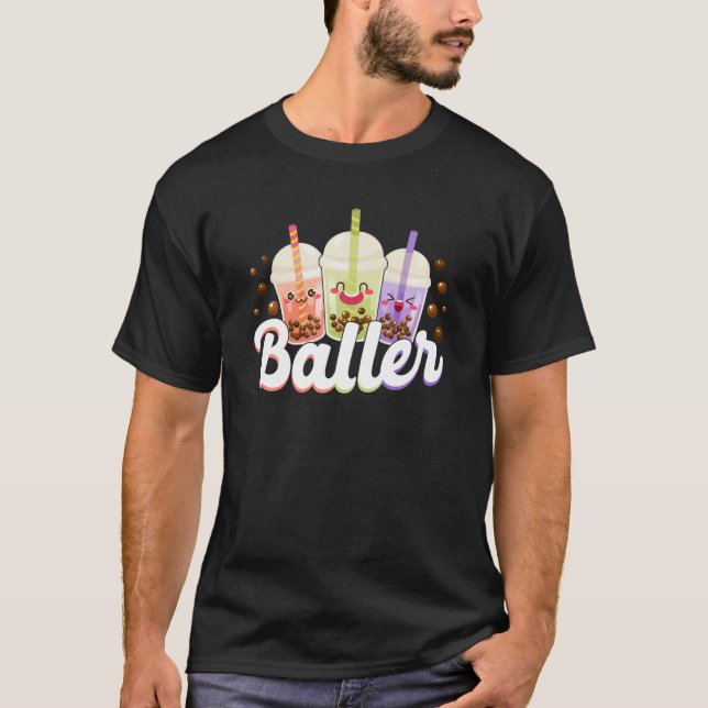 Bubble Boba Tea Baller T Shirt (Framsida)