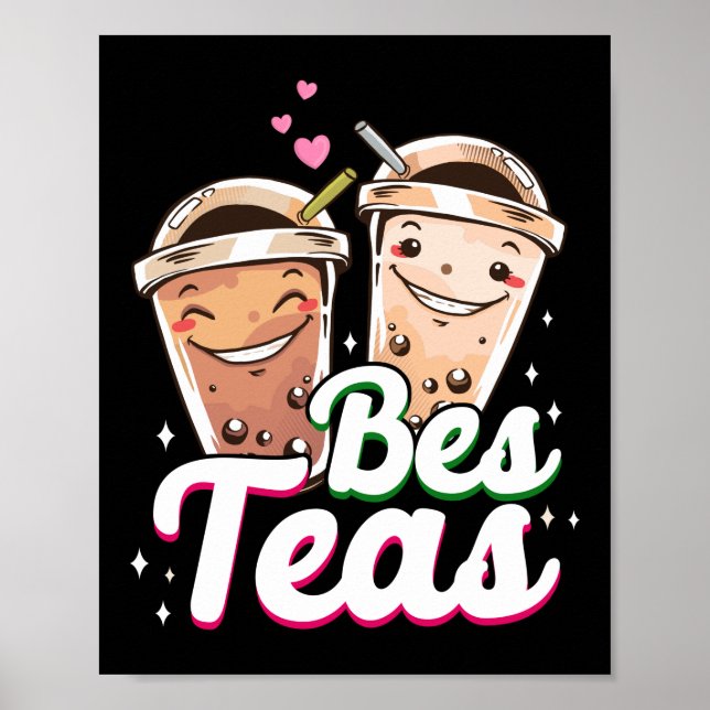 Bubble Boba Tea Bes Teas Best Friends Poster (Framsidan)