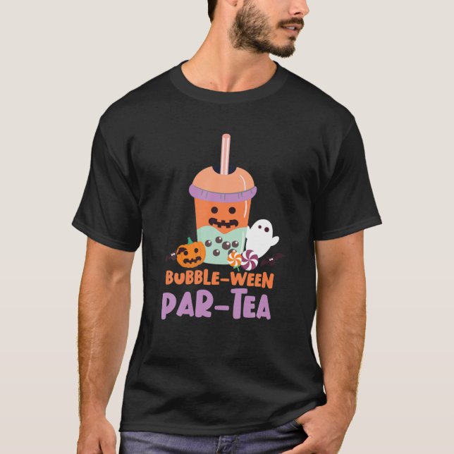 Bubble Boba Tea Bubble-Ween Par-Tea Halloween T Shirt (Framsida)