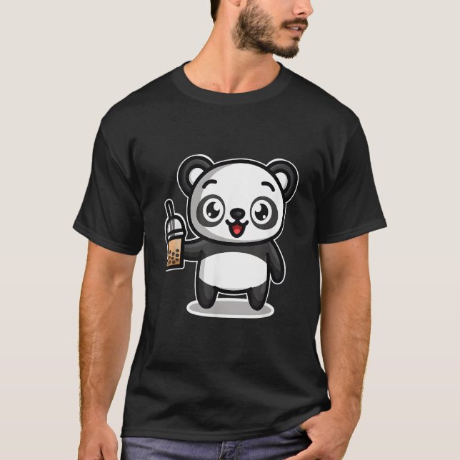 Bubble Boba Tea Kawaii Panda Bear T Shirt (Framsida)