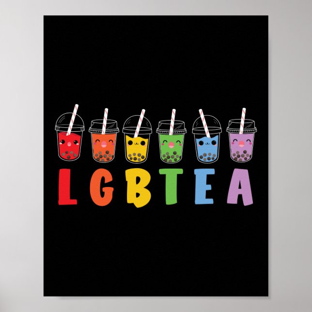 Bubble Boba Tea LGBTea LGBT Pride Rainbow Poster (Framsidan)
