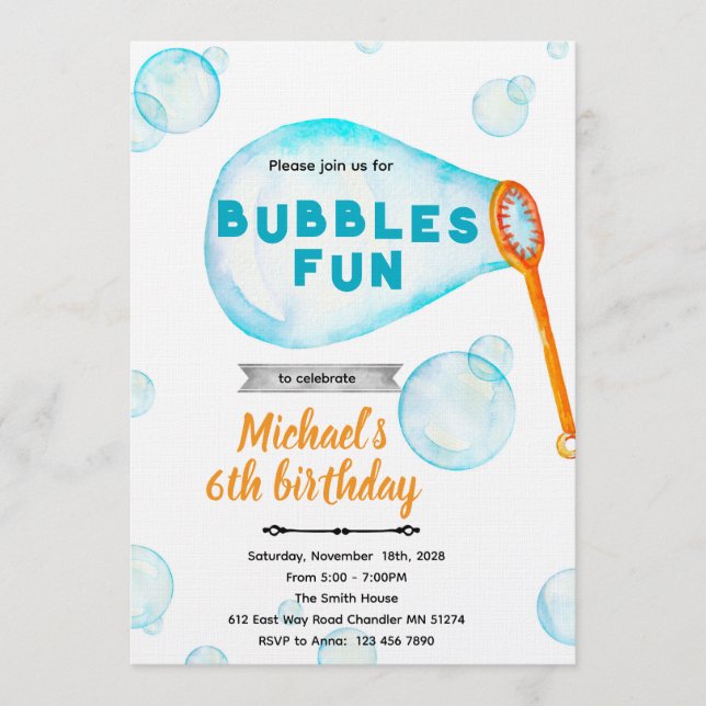 Bubble boy Birthday Invitation Inbjudningar (Framsida)