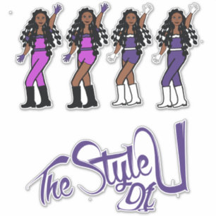 Bubble Braids Dancer Stickers Lila/White Klistermärken