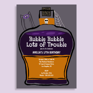 Bubble Bubble Söt Halloween-fest Invitation Inbjudningar