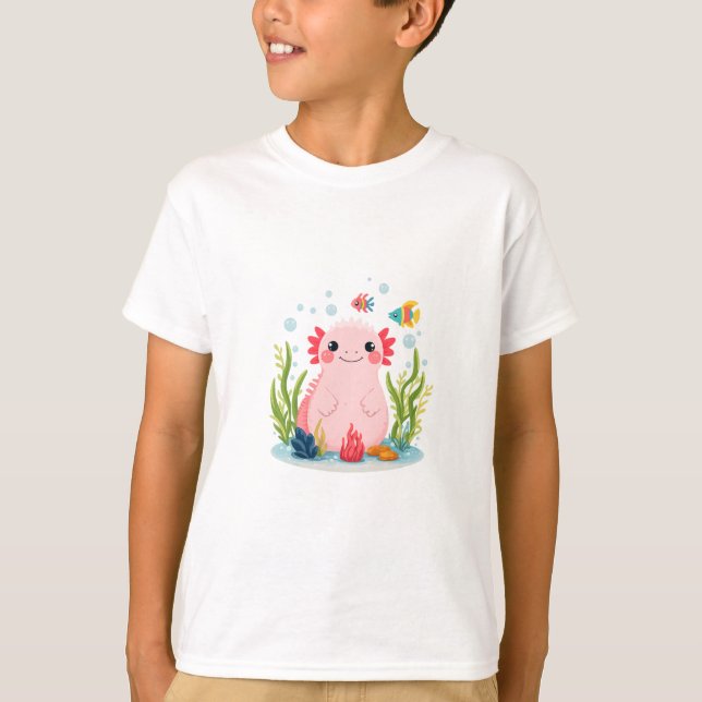 Bubble Buddy Axolotl T Shirt (Framsida)