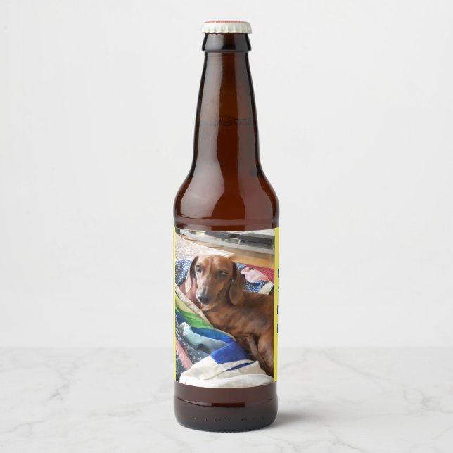 Bubble Bum Brew Dachshund Beer-etikett Ölflaska Etikett (Framsida)