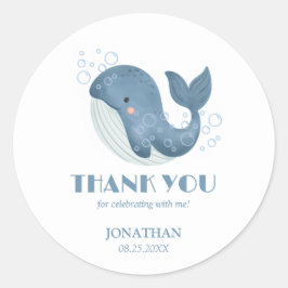 Bubble Cute Whale Birthday Tack Runt Klistermärke