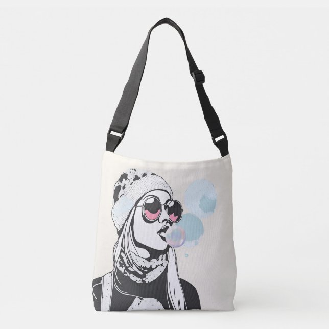 Bubble Daydröm Girl Modern Art Tote Bag Axelväska (Framsida)