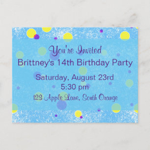 Bubble Dot Birthday Inbjudan Vykort