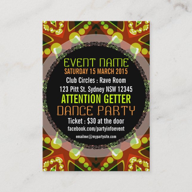 Bubble Dots EVENT PARTY Mini Flyers Visitkort (Framsida)