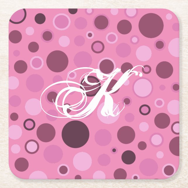 Bubble Dots Monogram Papper Underlägg (Framsidan)