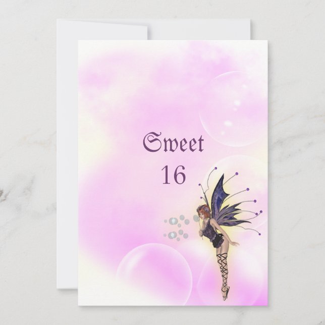 Bubble Fairy Fantasy Sweet 16 Birthday Inbjudningar (Framsida)