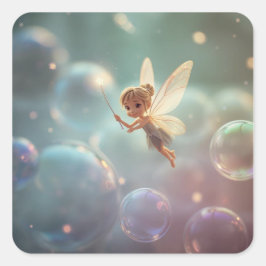 Bubble Fairy Fyrkantigt Klistermärke