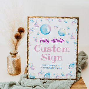 Bubble Födelsedagsfest Bord - signera över Poster