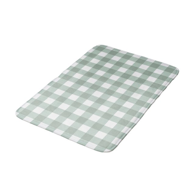 Bubble Frogs Gingham - sage laurel grönt plaid. Badrumsmatta (Vinklad)