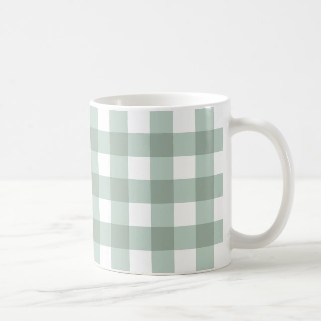 Bubble Frogs Gingham - sage laurel grönt plaid. Kaffemugg (Höger)