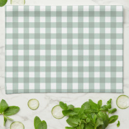 Bubble Frogs Gingham - sage laurel grönt plaid. Kökshandduk
