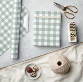 Bubble Frogs Gingham - sage laurel grönt plaid. Presentpapper