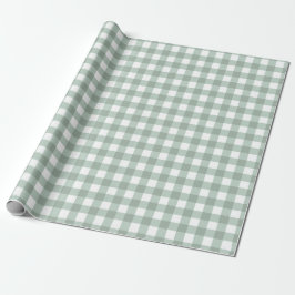 Bubble Frogs Gingham - sage laurel grönt plaid. Presentpapper