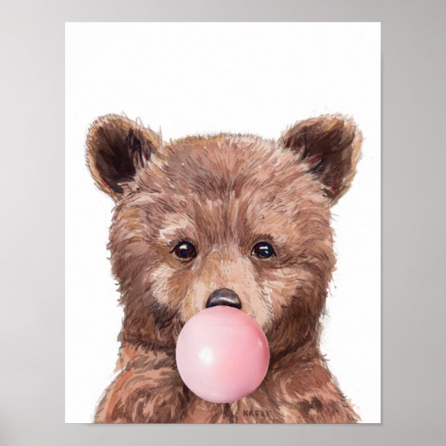 Bubble Gum Baby Björn Unge Barnkammare Skoglandska Poster (Framsidan)