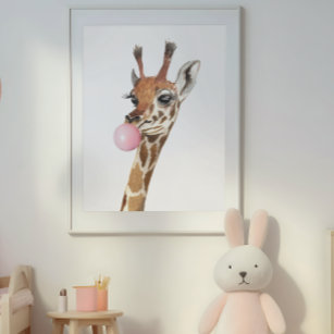 Bubble Gum Cute Giraffe Nursery Child Poster