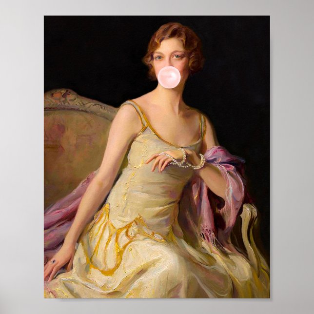 Bubble Gum Diva i Gult Dress Poster (Framsidan)