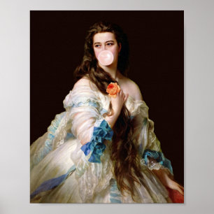 Bubble Gum Diva med Blue Rosett band Poster