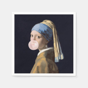 Bubble Gum Diva med Pearl Earring Pappersservett