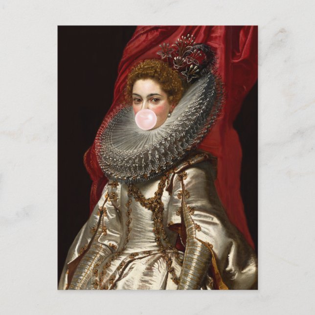 Bubble Gum Diva med Snöre Ruff Vykort (Framsida)