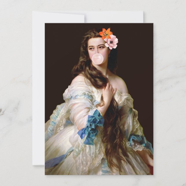 Bubble Gum Diva med två blommor Tack Kort (Framsida)