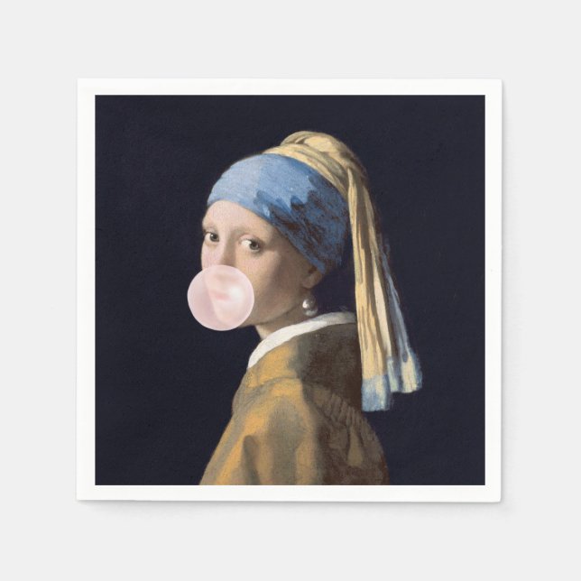 Bubble Gum-Divan med Pärlörhänge Pappersservett (Framsidan)