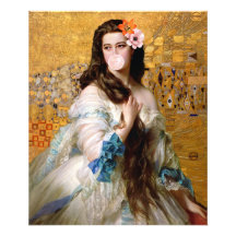 Bubble Gum-Divan med två blommor i guld