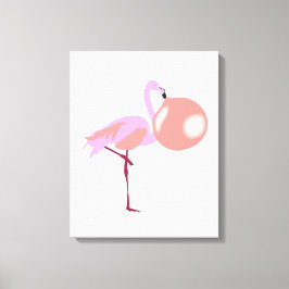 Bubble Gum Flamingo Blowing Bubble Canvastryck