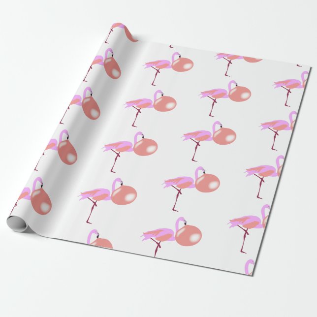 Bubble Gum Flamingo Blowing Bubble Presentpapper (Utrullad)