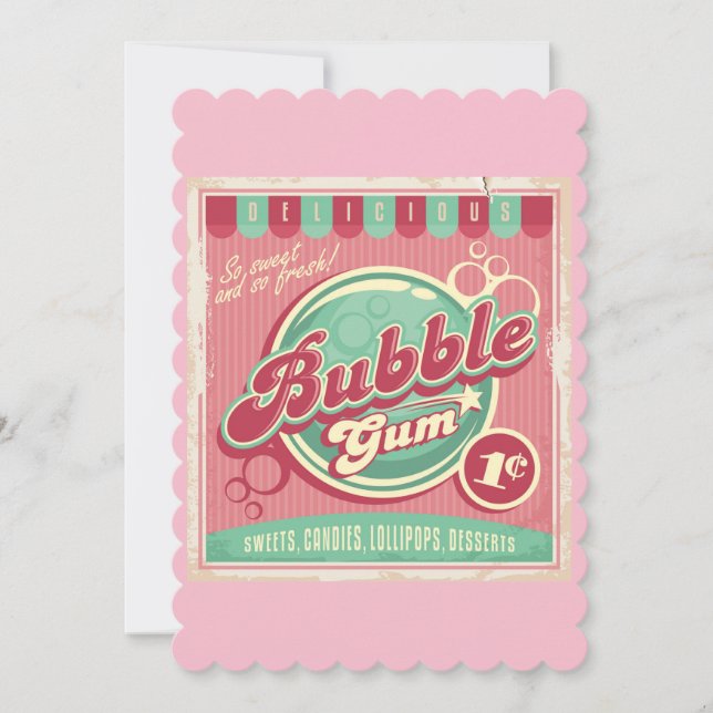 Bubble Gum Flat Greeting Card Inbjudningar (Framsida)